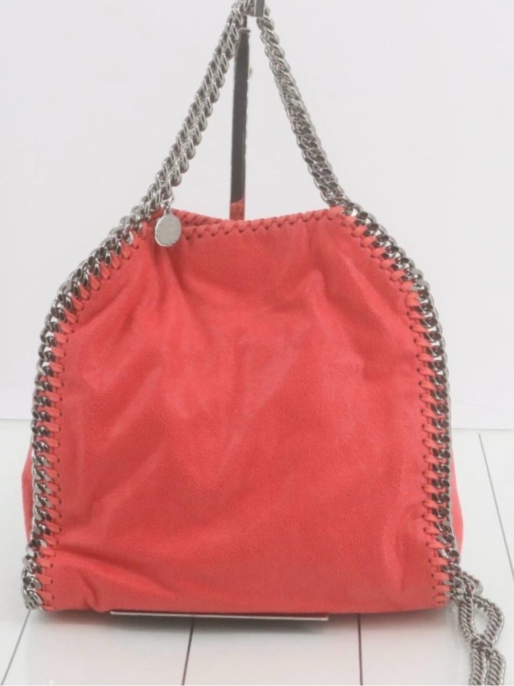 Stella McCartney Coral Shoulder Bag with Silver Chain Trim